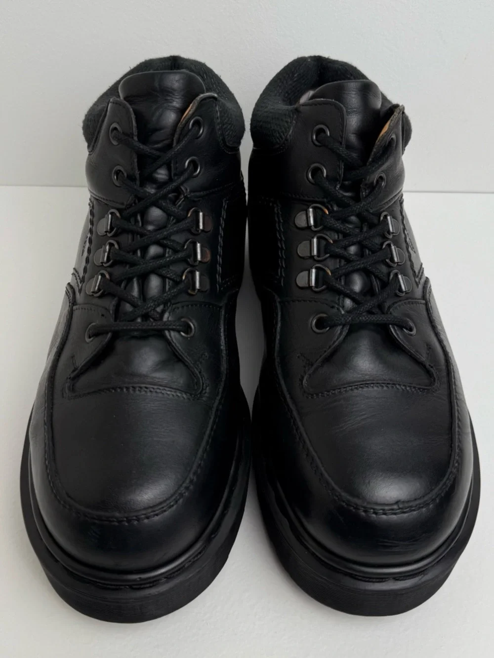 Made in England Vintage Dr. Martens Black Leather Envy Quad Platform Boots UK 7